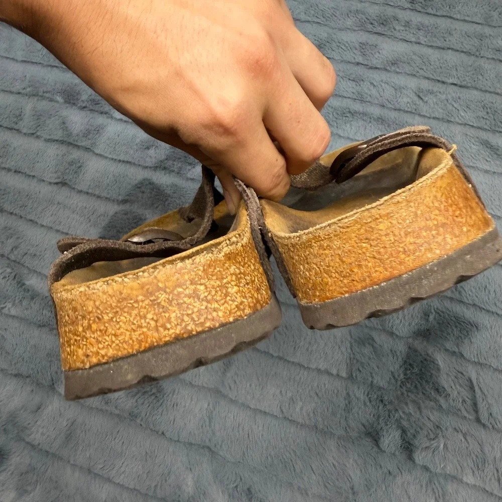 Papillio Birkenstock Gizeh Sandals Metallic Gold Snake Brown 38 L7 M5 13586